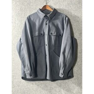 Woolrich Woolen Mills Gray Fleece Lined Shirt Jacket Shacket 4 Pocket Men's XL